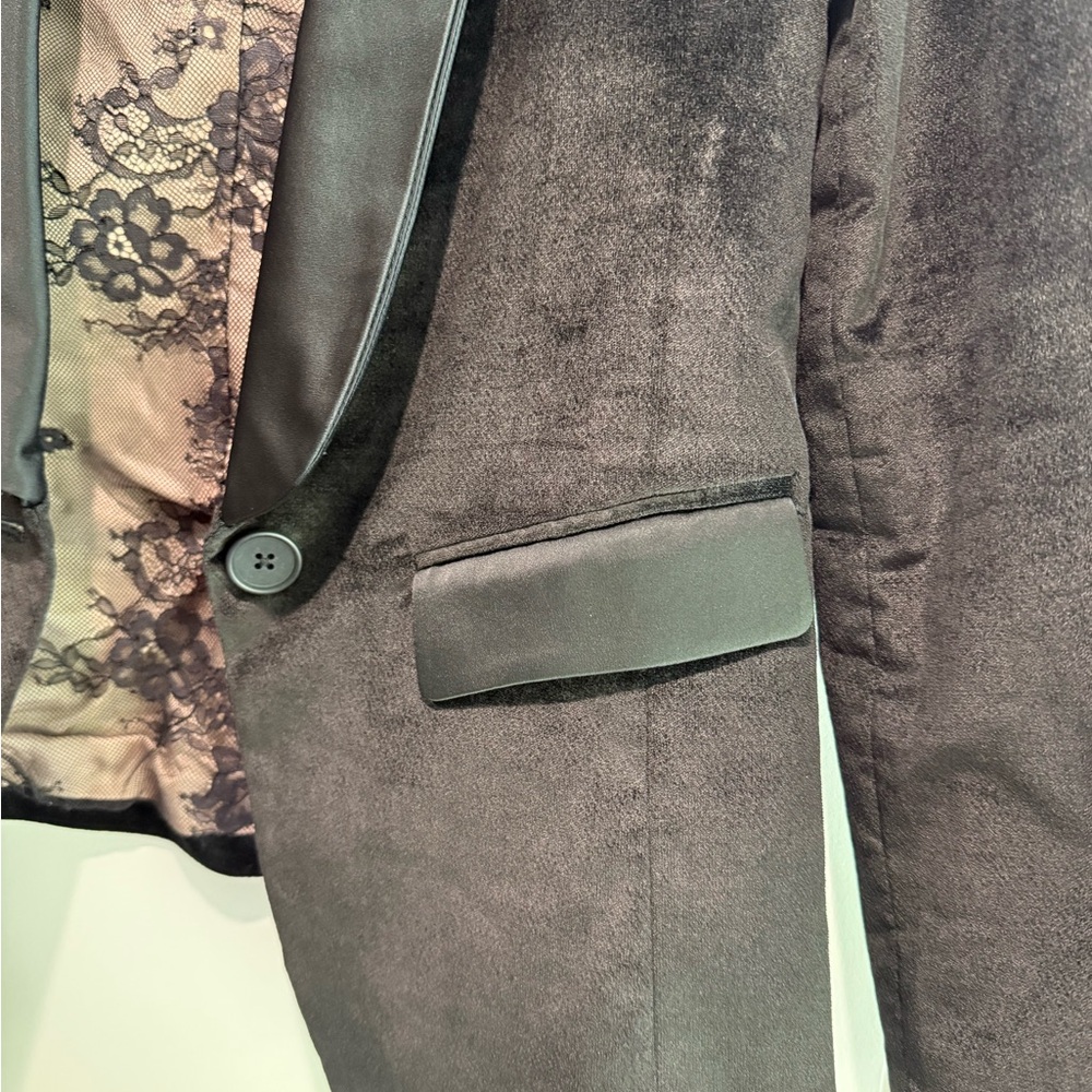 Tibi Black Velvet Blazer with Satin Lapel - Picture 5 of 8